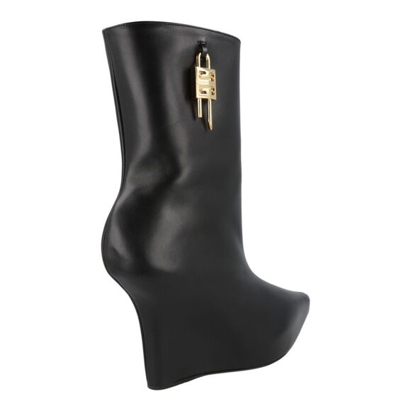 Givenchy G-Lock Leather Wedge Boots Black Womens - Picture 3 of 6